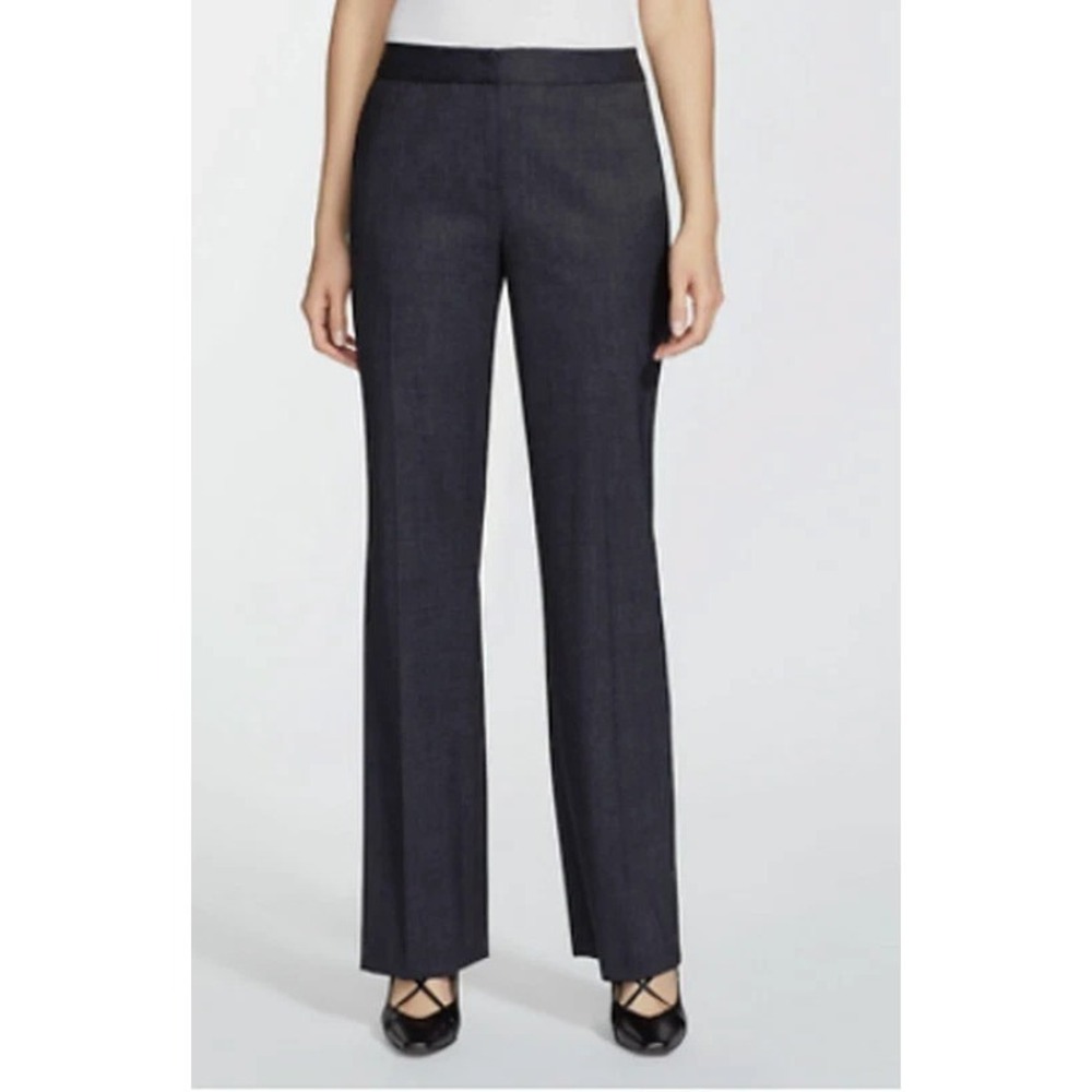 Lafayette 148 Charcoal Menswear Style Tailored Virgin Wool Straight Leg Pants 12